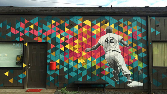 Jackie Robinson mural on NE 42nd Ave.